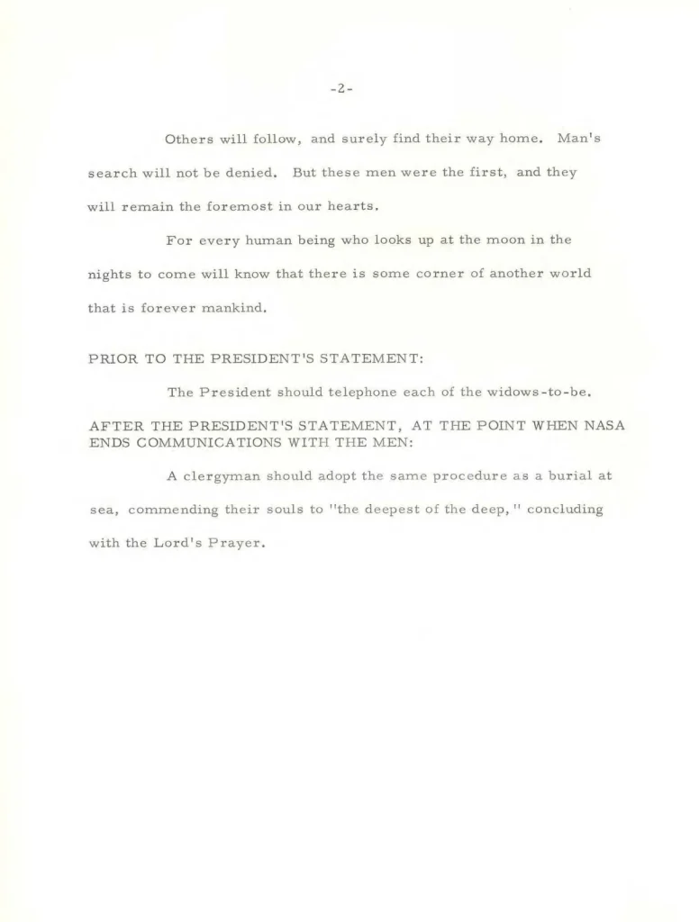 Записка Уильяма Сафайра «In Event of Moon Disaster», 18 июля 1969 г.
