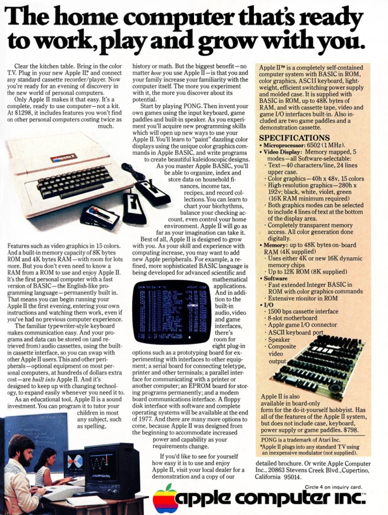 Реклама Apple II в журнале Byte, декабрь 1977 года, с. 17
