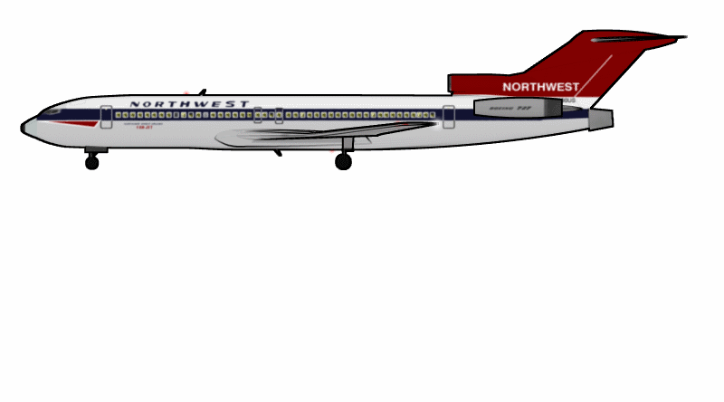 Схема Boeing 727 с открытой задней лестницей