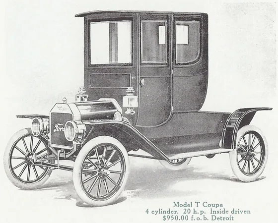 Закрытый Ford Model T Coupe 1909 года за 950 долларов, рисунок из каталога
