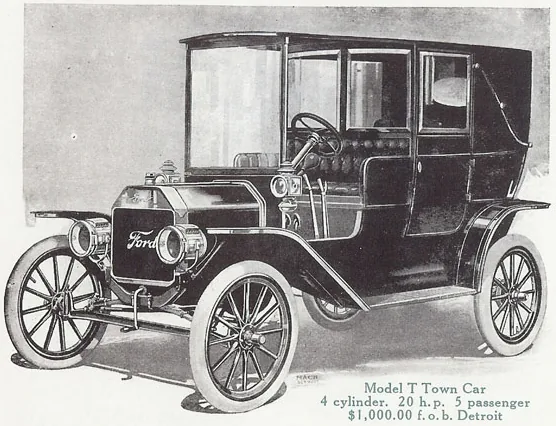 Ford Model T Town Car 1909 года за 1000 долларов, рисунок из каталога
