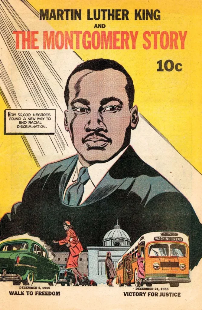 Обложка комикса «Мартин Лютер Кинг и история Монтгомери», 1957 год