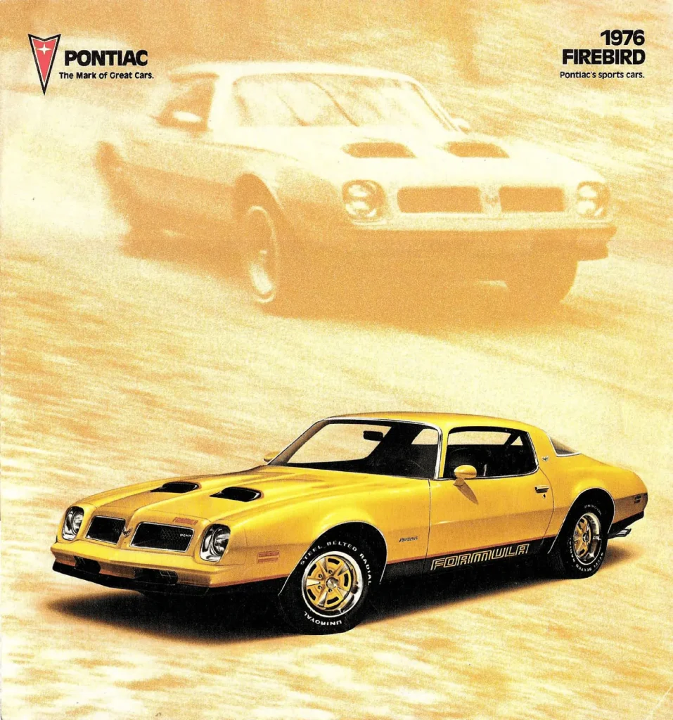 Обложка проспекта Pontiac Firebird 1976 года, жёлтый Formula