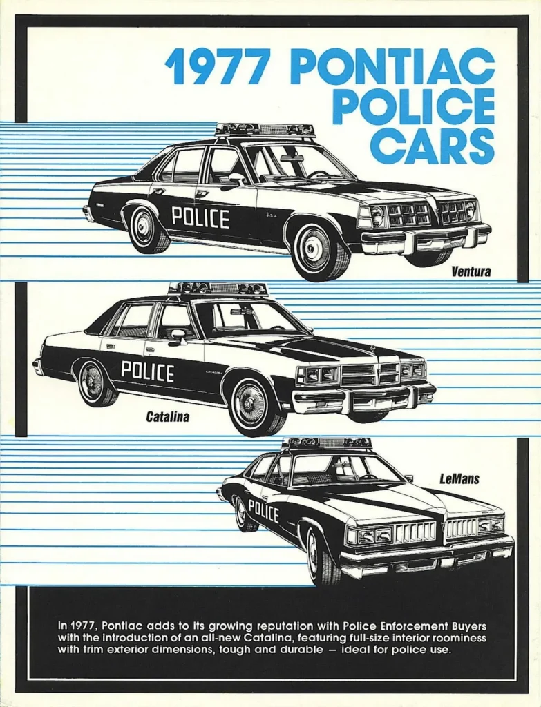 Проспект 1977 Pontiac Police Cars: полицейские Ventura, Catalina и LeMans