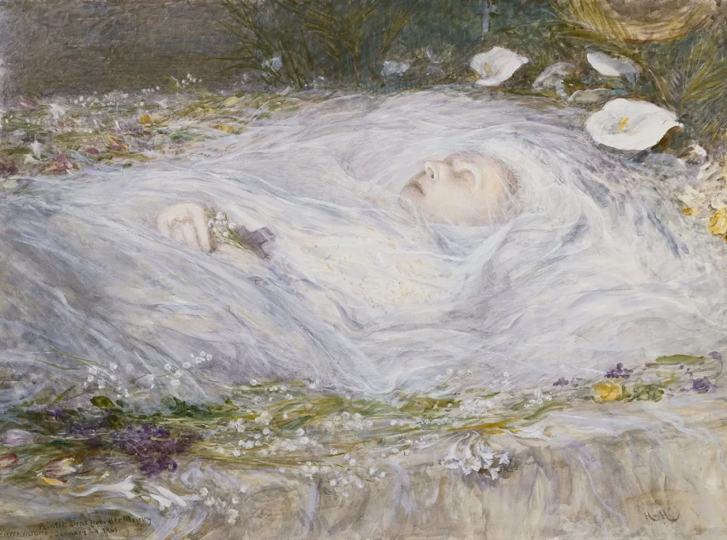 Королева Виктория на смертном ложе, акварель Хуберта фон Херкомера, 24 января 1901 года