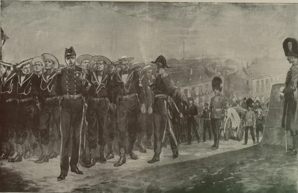 Британские матросы тянут лафет с гробом королевы Виктории к часовне Святого Георгия в Виндзоре