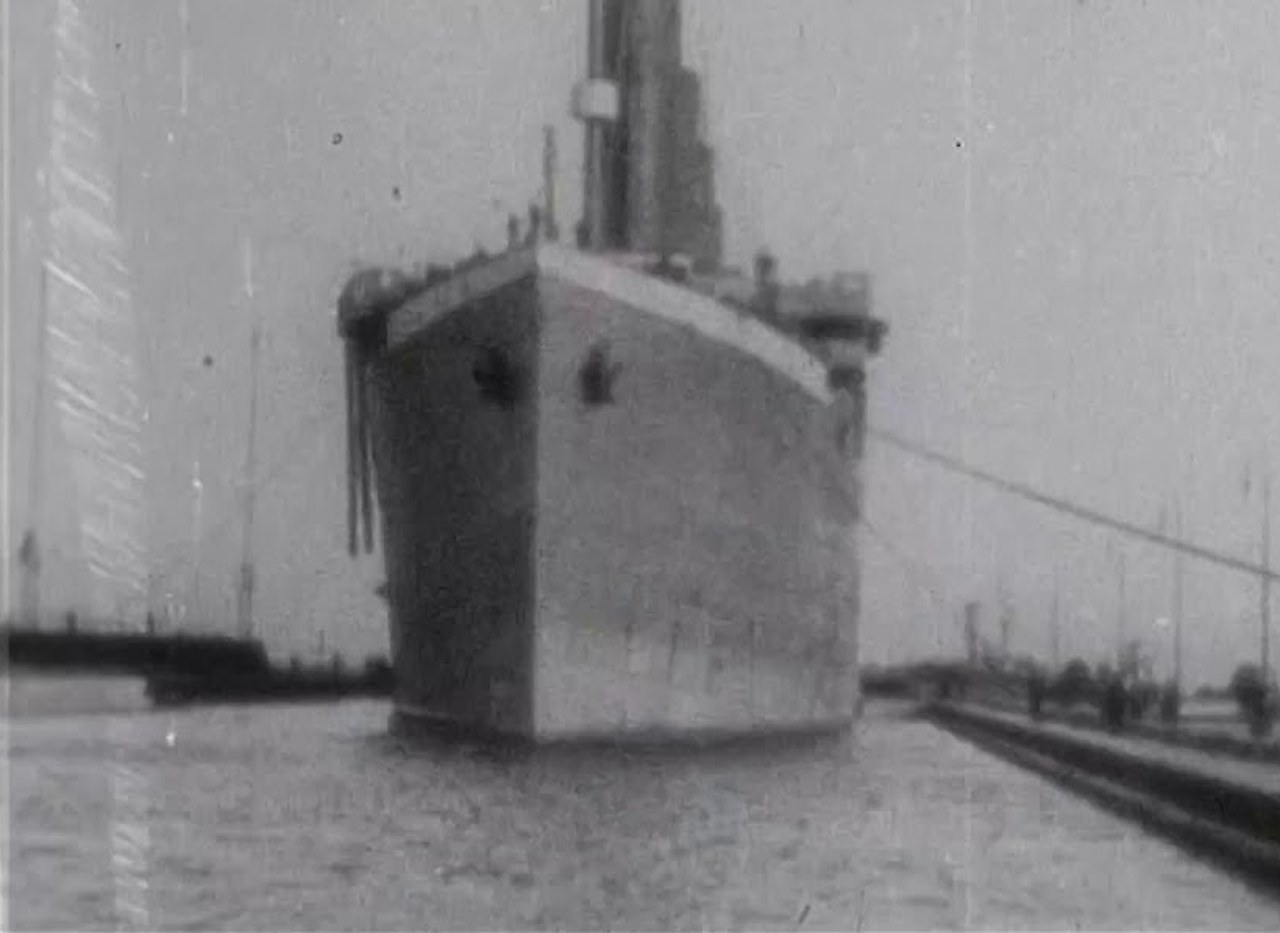 «Титаник» уходит из Белфаста, британская кинохроника Gaumont 1912 года